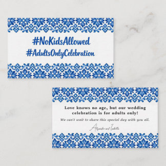 No KIDS Wedding 💙🍋Azul & Limone Romance – No‑Kid Enclosure Card