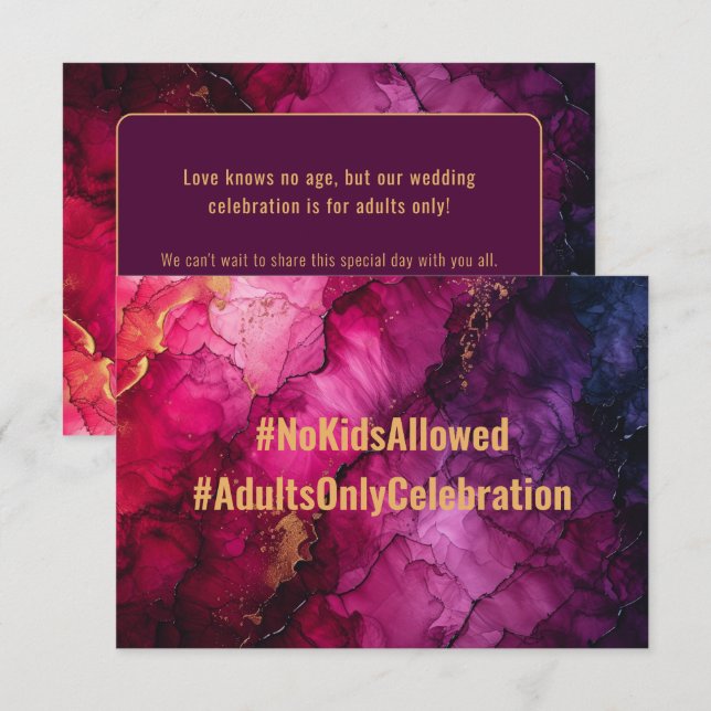 No KIDS wedding Celestial Elegance Marble Symphony Enclosure Card (Front/Back)