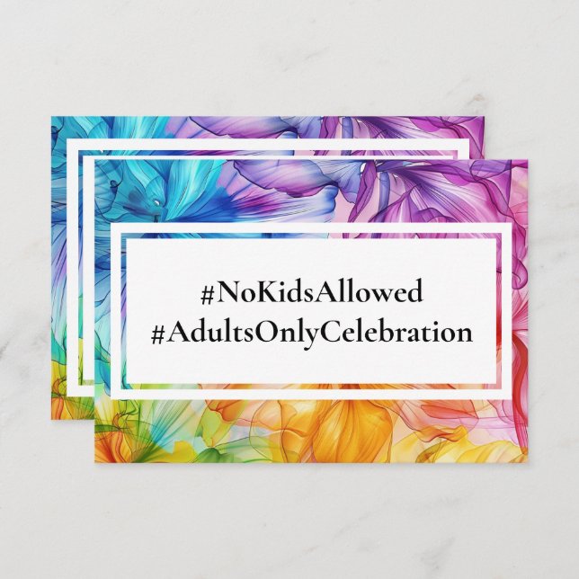 NO KIDS wedding Ethereal Bloom Enclosure Card (Front/Back)