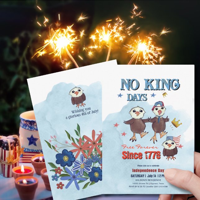 "No King Days" Patriotic Eagle Photo Back Invitation (No King Days_ Patriotic Eagle Photo Back Invitation)