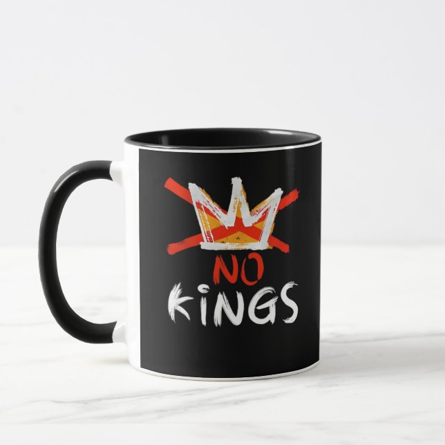 No King Funny Quote Anti Tyranny Retro Design Mug (Left)