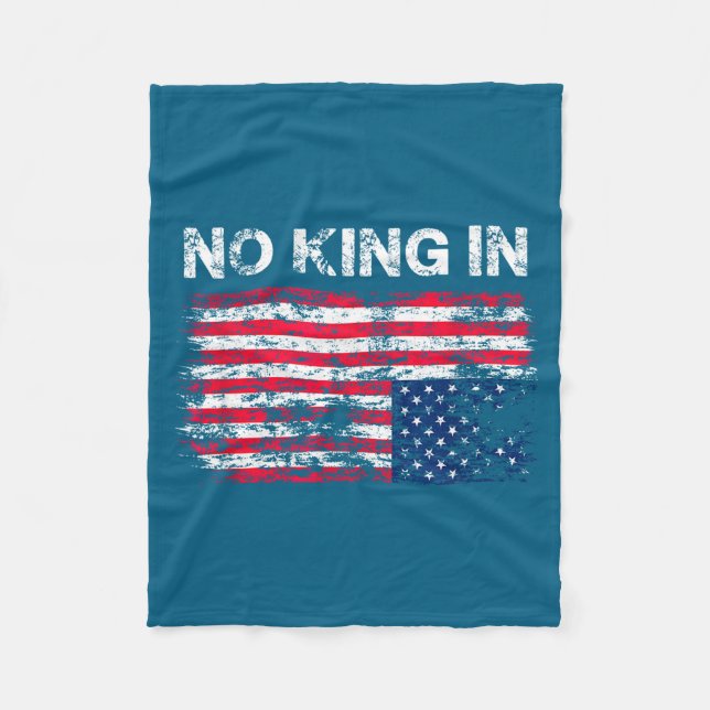 No King In America American Flag Upside Down Distr Fleece Blanket (Front)