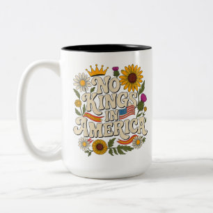No King In America, No Kings Protest Flowers Two-Tone Coffee Mug