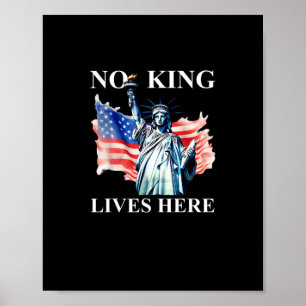 No King Lives in America Freedom Flag Patriotic Poster