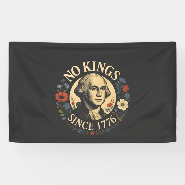 No King Since 1776 American Democracy Protest  Banner (Horizontal)