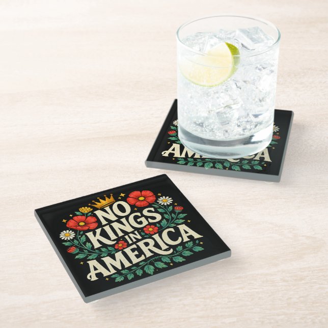 No Kings America Glass Coaster (Angled)