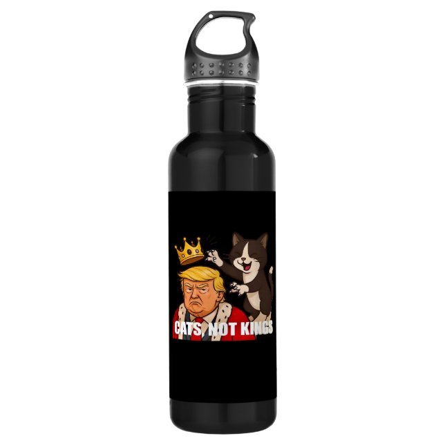 No Kings Anti Cats Funny Classic Style 710 Ml Water Bottle (Front)