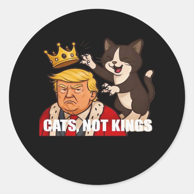 No Kings Anti Cats Funny Classic Style Round Sticker (Front)