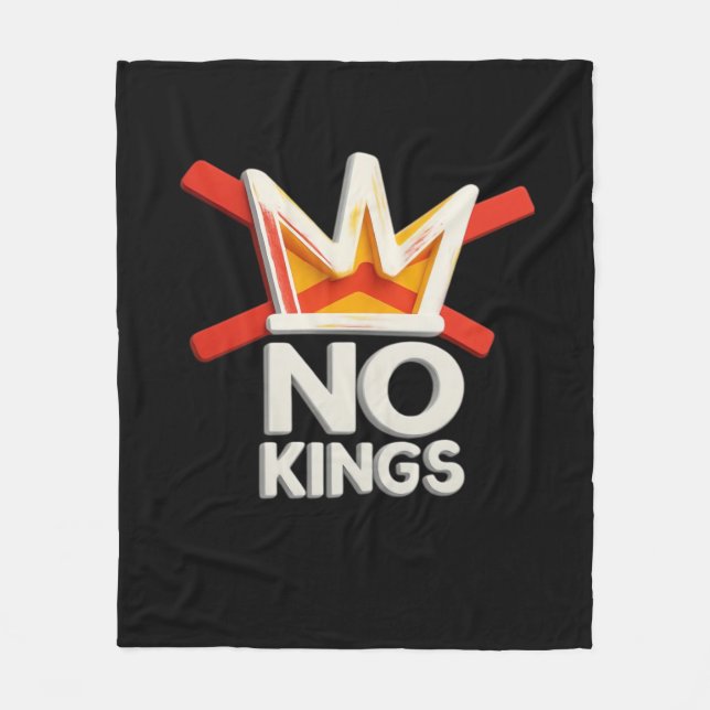 No Kings Anti Minimal Clean Fleece Blanket (Front)