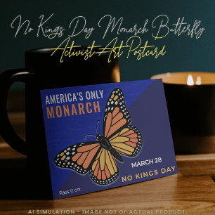 No Kings Day Monarch Butterfly Activist Art Postcard