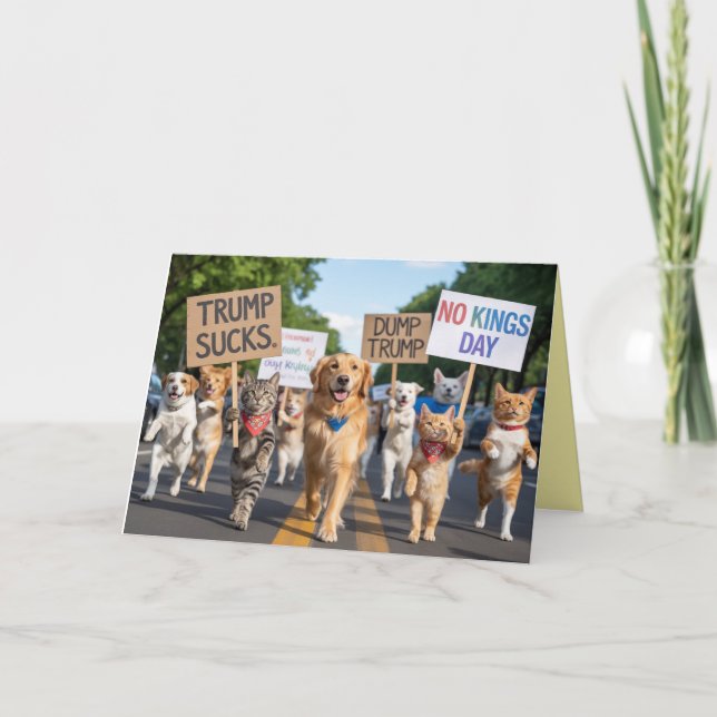 No Kings Day Pet Protest Card (Front)