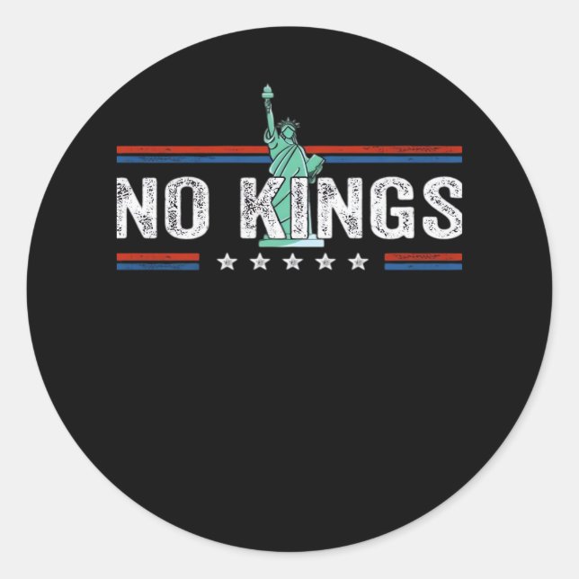 No Kings Day Retro Classic Design Round Sticker (Front)