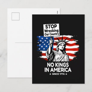 No Kings Day – Stop Wrecking Our Country Protest Holiday Postcard