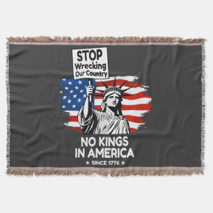 No Kings Day – Stop Wrecking Our Country Protest Throw Blanket