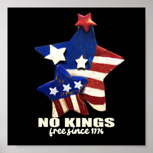 No Kings Democracy Red White And Blue Stars   Poster