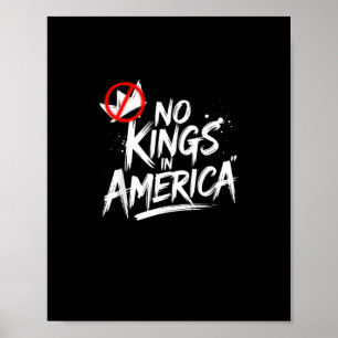 No Kings In America Anti-Monarchy Vintage Style Poster