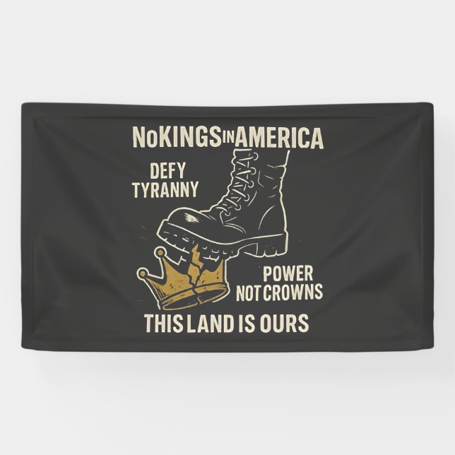 No Kings in America Anti-Trump 4th of July  Banner (Horizontal)