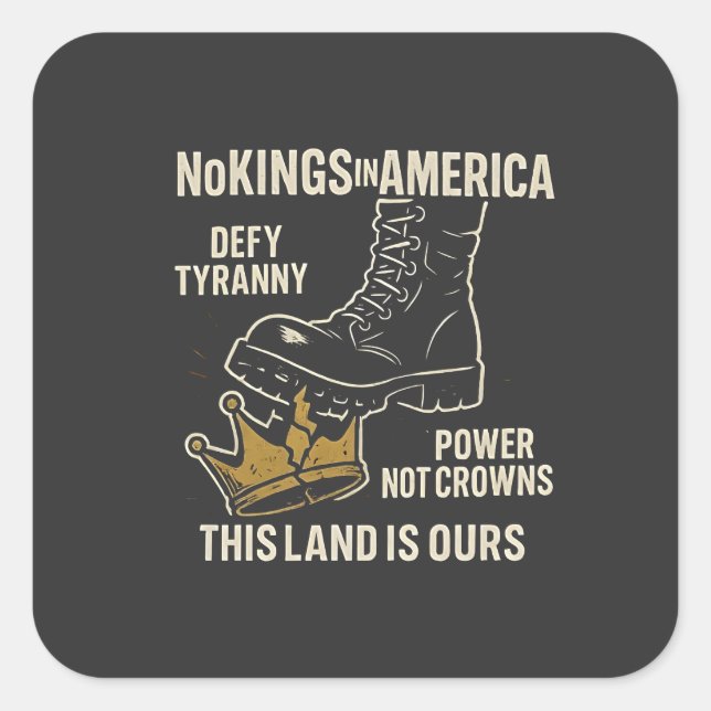 No Kings in America Anti-Trump 4th of July  Square Sticker (Front)