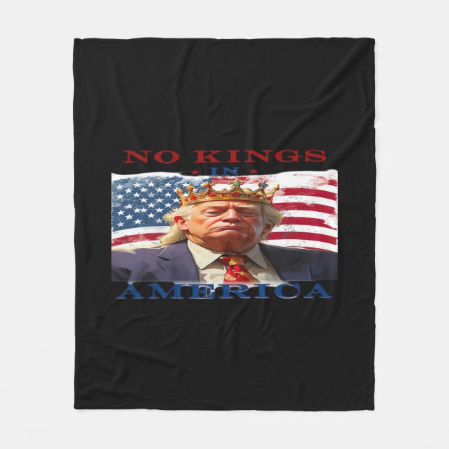 No Kings In America Anti-Trump Creative Design Fleece Blanket (Front)