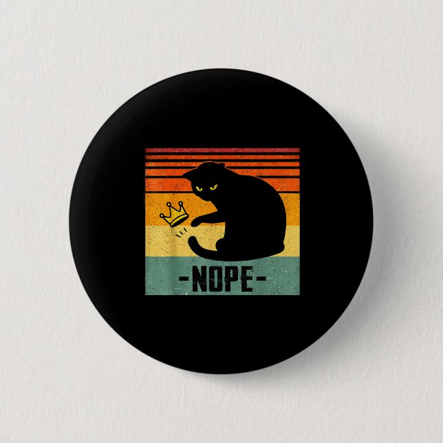 No Kings In America Black Cat Funny Cat Kicking Cr 6 Cm Round Badge (Front)