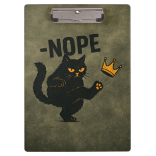 No Kings In America Black Cat Funny Kicking Crown Clipboard