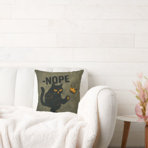 No Kings In America Black Cat Funny Kicking Crown Cushion