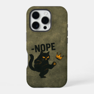 No Kings In America Black Cat Funny Kicking Crown iPhone 16 Pro Case