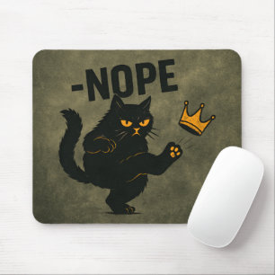 No Kings In America Black Cat Funny Kicking Crown Mouse Pad