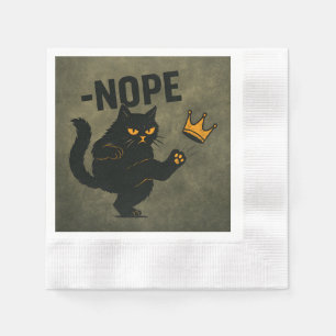 No Kings In America Black Cat Funny Kicking Crown Napkin