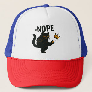 No Kings In America Black Cat Funny Kicking Crown Trucker Hat