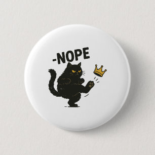 No Kings In America Black Cat Funny Political Meme 6 Cm Round Badge