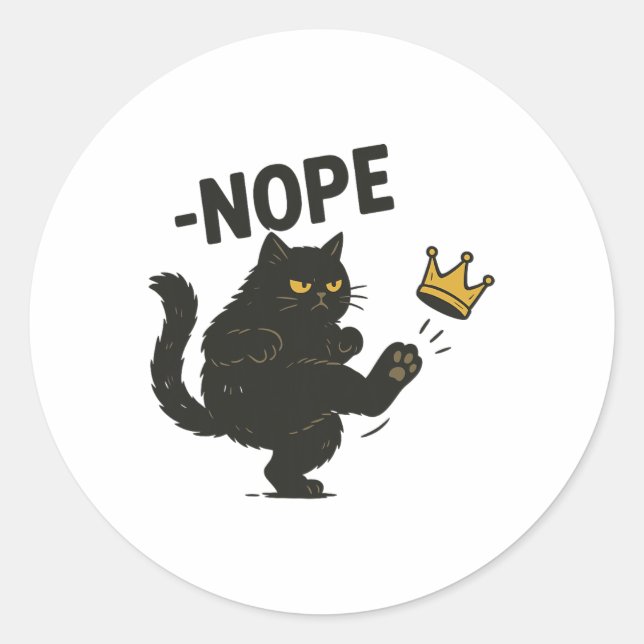No Kings In America Black Cat Funny Political Meme Classic Round Sticker (Front)