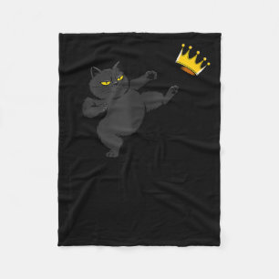 No Kings In America Black Cat Funny Political Meme Fleece Blanket