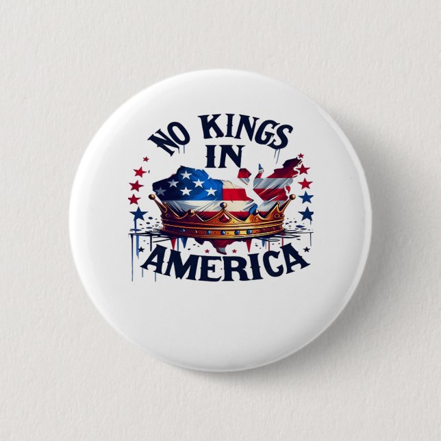 No Kings In America Classic Retro Cool 6 Cm Round Badge (Front)