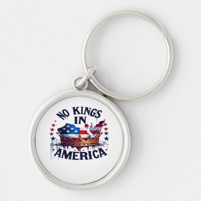 No Kings In America Classic Retro Cool Key Ring (Front)