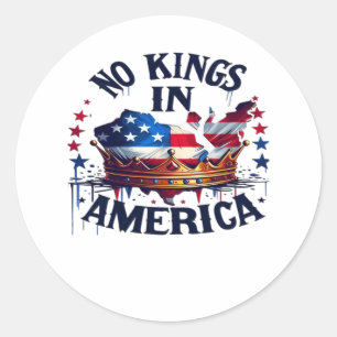 No Kings In America Classic Retro Cool Round Sticker