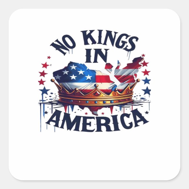 No Kings In America Classic Retro Cool Square Sticker (Front)