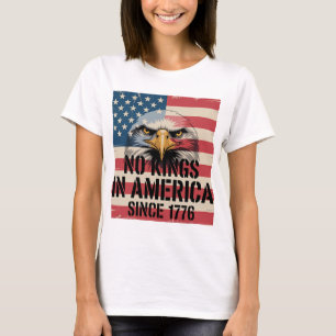 No Kings in America Eagle Flag Print T-Shirt