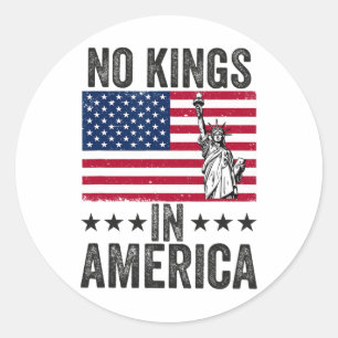 No Kings In America Flag Protest Save Democracy 6  Classic Round Sticker