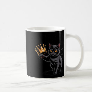 No Kings In America Funny Black Cat Kicking Crown  Coffee Mug