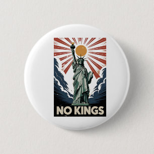 No Kings In America Liberity Status USA Democrats  6 Cm Round Badge
