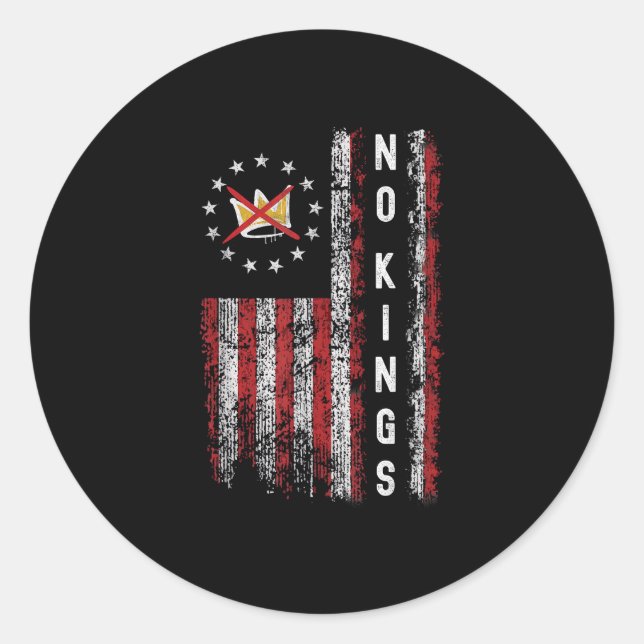 No Kings In America Minimal Clean Classic Round Sticker (Front)