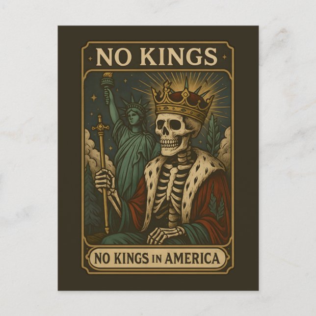 No Kings in America, No Kings Day Protest Holiday Postcard (Front)