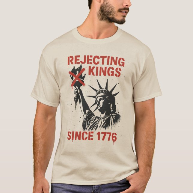 No Kings in America, No Kings Day Protest T-Shirt (Front)