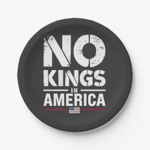 No Kings in America Patriotic American Flag Paper Plate