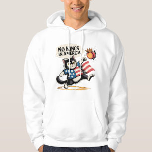 No Kings in America Patriotic Cat Hoodie