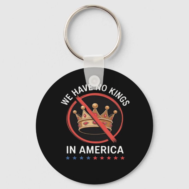 No Kings In America Retro Classic Key Ring (Front)