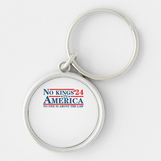 No Kings In America Retro Classic Key Ring (Front)