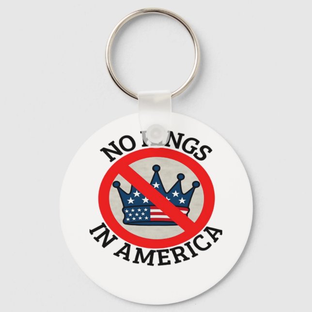 No Kings In America Retro Classic Key Ring (Front)