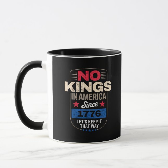 No Kings In America Retro Classic Mug (Left)